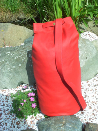 red daysack leather bag